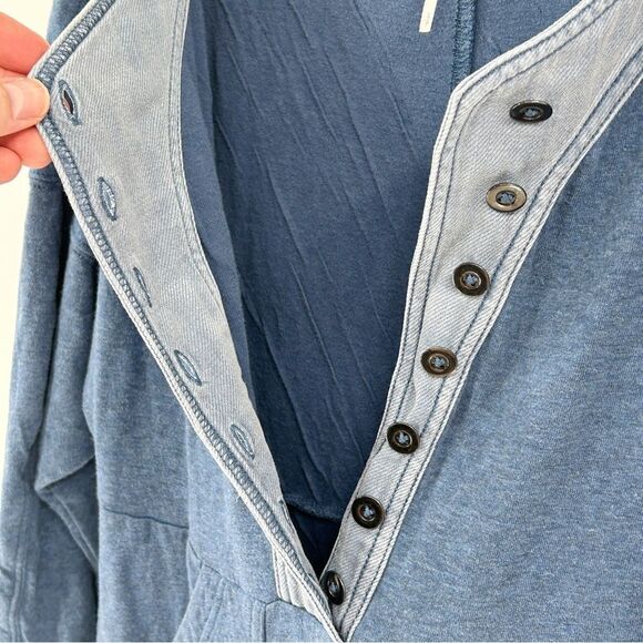 Free People Seeking Heart Mini Dress Soft Ocean Blue Button Up Dress Size Small - Picture 4 of 16